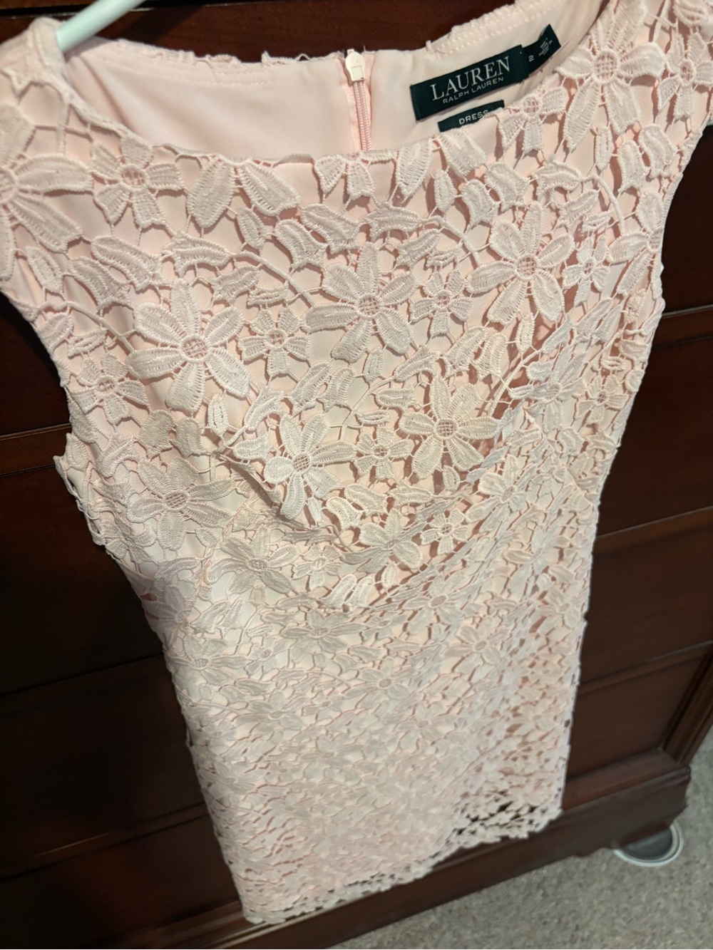 Ralph Lauren Pale Blush Floral Lace Sheath Dress